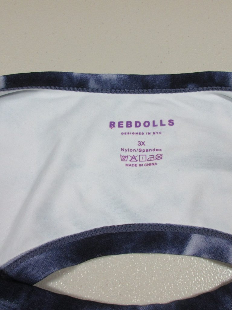 Rebdolls Womens Purple White Tiedye Nylon Crop Thumbhole Compression L Euc — image 3 of 7